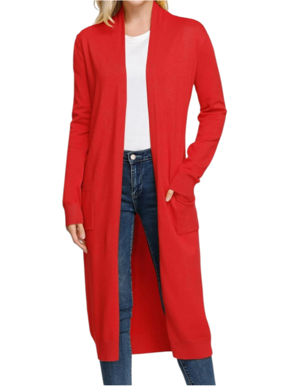 GRACE KARIN Red Long Cardigan Sweater Duster Large